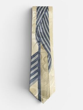 Farentino Ferre green geometric pattern vintage style 100% silk luxury tie EUC